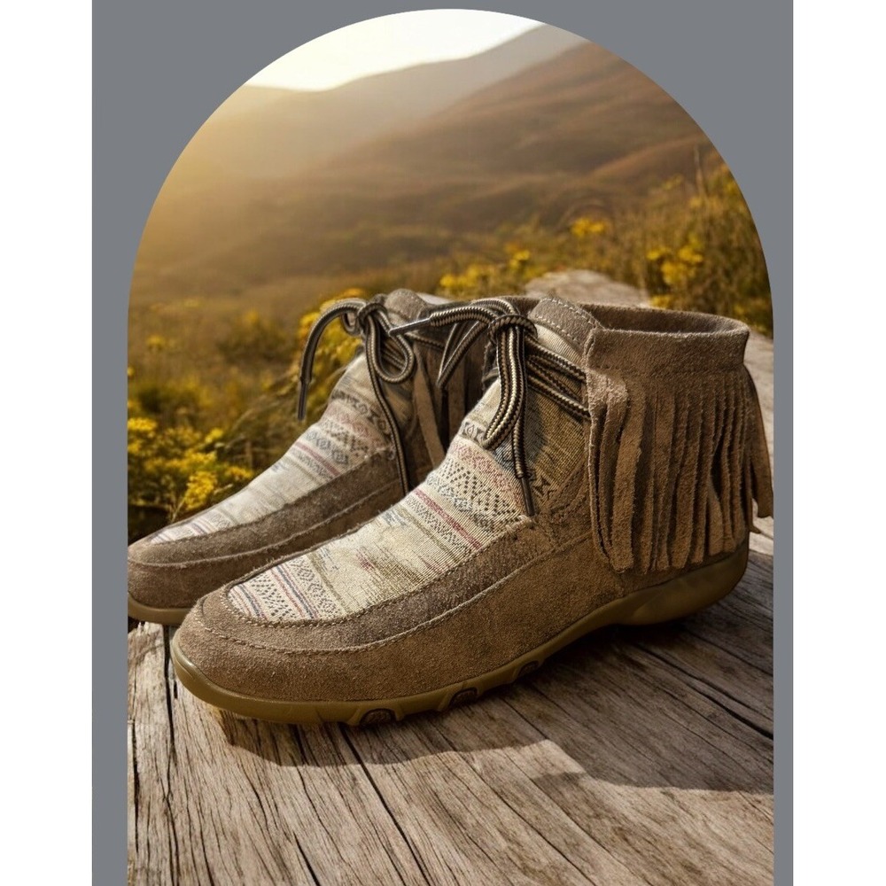 ROPER Womens Santa Fe Driving Style Loafers Ankle Fringe Western Moccasin Chukka